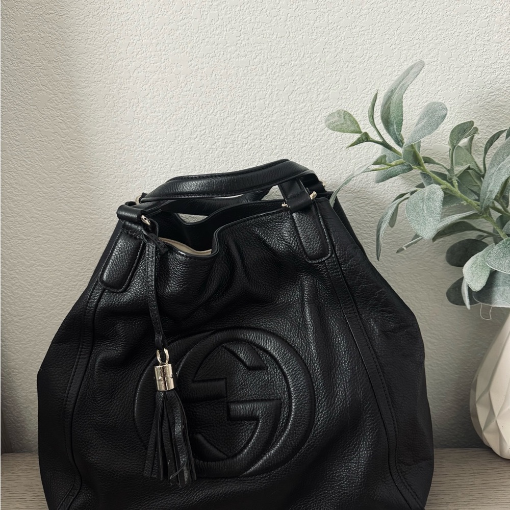 Gucci Black Leather Hobo Bag